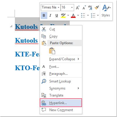 how to create hyperlink to same document in word