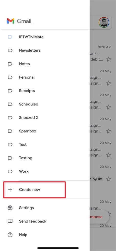how to create label in gmail android app