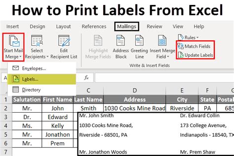 how to create labels in word from excel