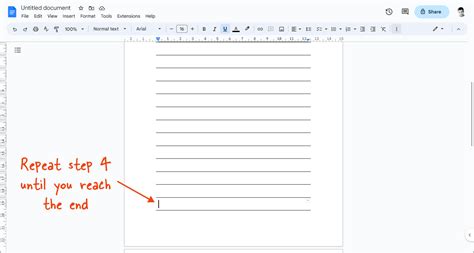 how to create lined paper in google docs