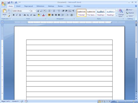 how to create lined paper in microsoft word