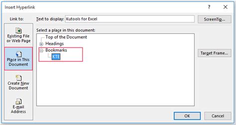 how to create link in word in the same document