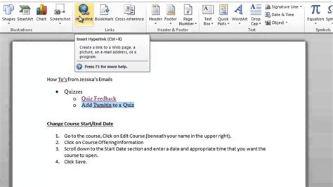 how to create links to other documents in word