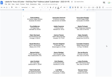 how to create mailing labels in google sheets