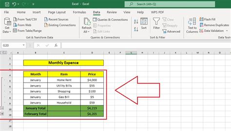 how to create multiple collapsible rows in excel