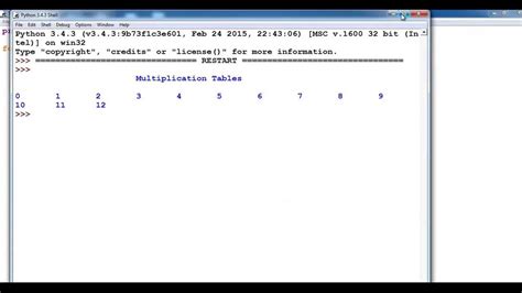 how to create multiplication table using python loops