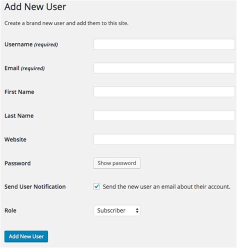 how to create new account in wordpress