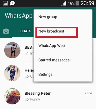 how to create new broadcast list in whatsapp web