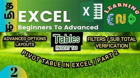 How To Create Pivot Table In Excel In Tamil