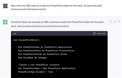 how to create powerpoint presentation using chatgpt code