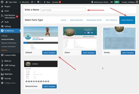 how to create profile in wordpress