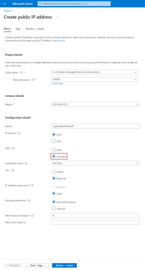 how to create public ip address in azure