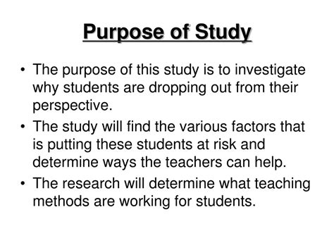 how to create purpose of the study