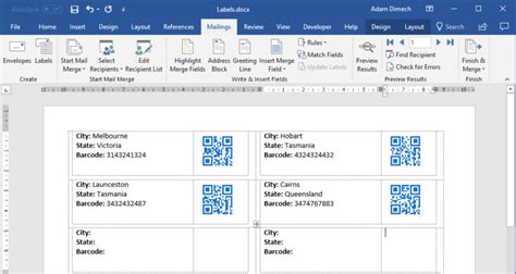 how to create qr code in mail merge