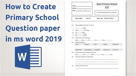 how to create question paper in word