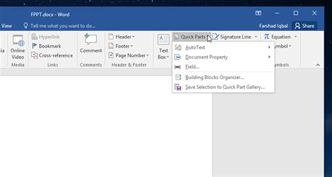 how to create quick words in word