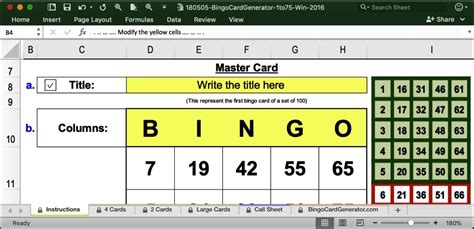 how to create random bingo cards in excel