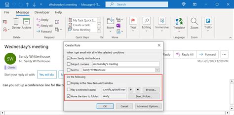 how to create rules in outlook web app