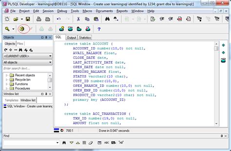 how to create sample database in oracle sql developer