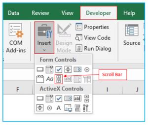 How To Create Scroll Bar In Excel 2016