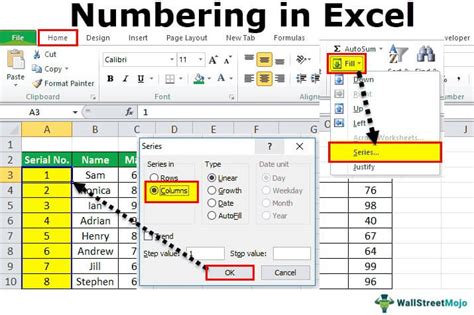 how to create serial number in excel sheet
