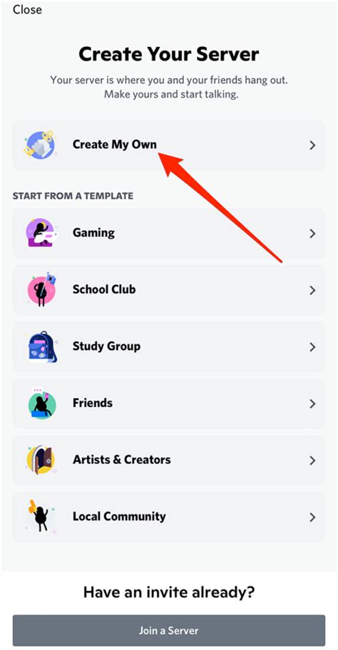 how to create server on discord mobile