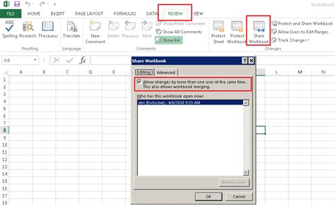how to create shared workbook in excel