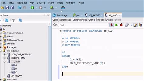 how to create stored procedure in oracle sql developer example