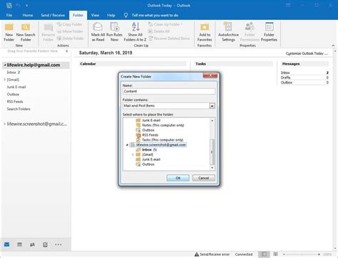 how to create subfolders in outlook on iphone