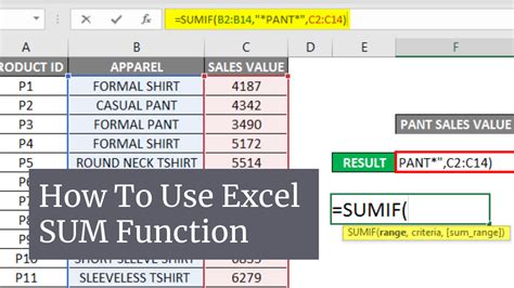 how to create sum formula in excel