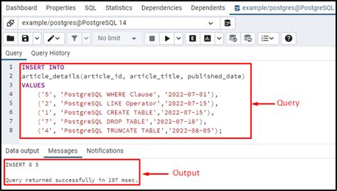 how to create table and insert data in postgresql