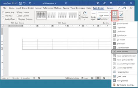 How To Create Table Border In Ms Word