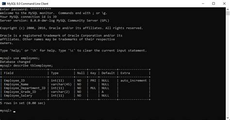 how to create table in mysql command line