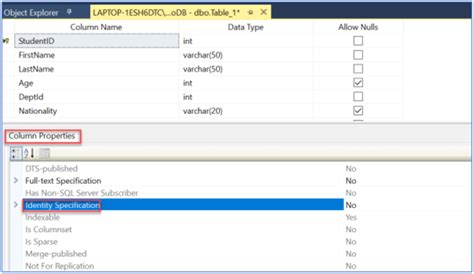 How To Create Table In Sql Server With Identity Column