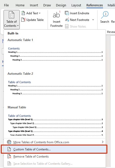 How To Create Table Of Contents In Ms Word Using References
