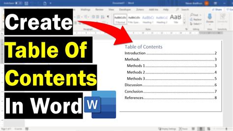 How To Create Table Of Contents On Word Document
