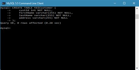How To Create Table With Not Null In Mysql
