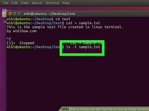 how to create text file in linux terminal