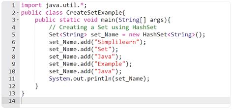 How To Create The Set In Java