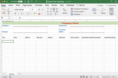 How To Create Time Log In Excel