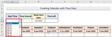 how to create time slots in excel