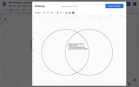 how to create venn diagram in google docs