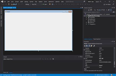 how to create windows form project in visual studio 2019