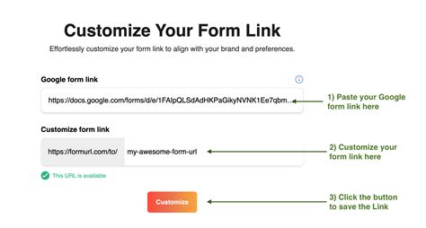 how to customize a google form link