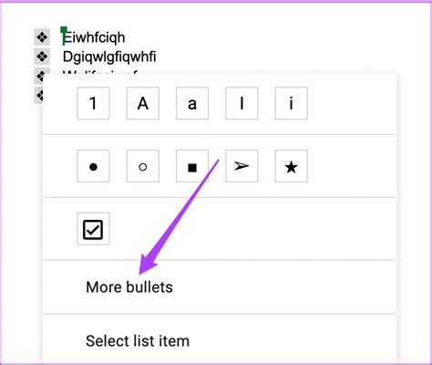 how to customize bullet points in google docs