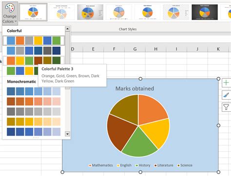 how to customize pie chart colors in excel