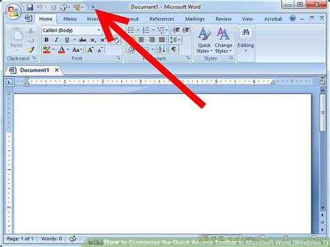 how to customize quick access toolbar in ms word