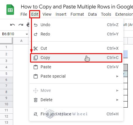 how to cut and paste multiple rows in google sheets