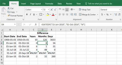 Date Difference in Excel