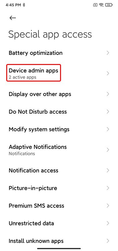 how to deactivate device admin app